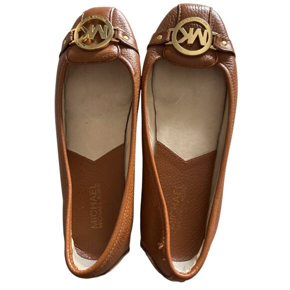 Michael Kors Saffiano Fulton Leather Shoes Moccasin Tan Color Size 7.5 M - Picture 4 of 8